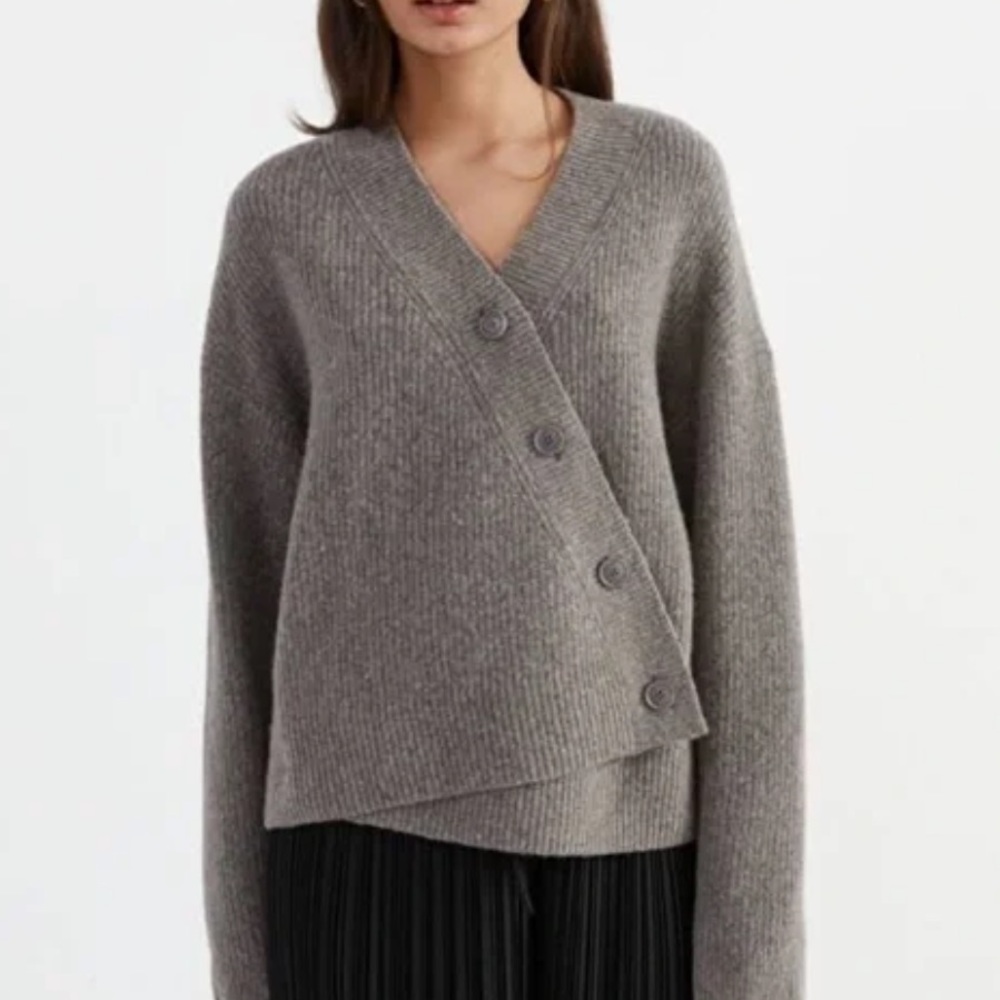 & Other Stories relaxed asymmetrical knit cardigan